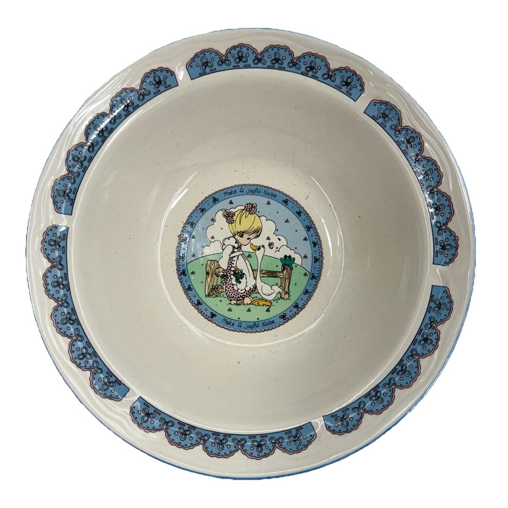 Precious Moments 6.75" Bowl Make A Joyful Noise Girl Goose‎ Ceramic 1992 Enesco